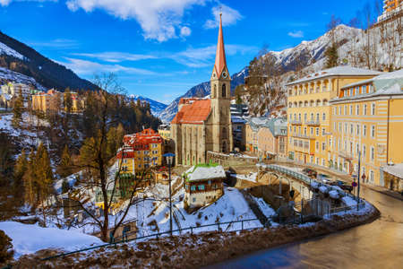 Mountains ski resort Bad Gastein Austria - architecture and nature backgroundの写真素材