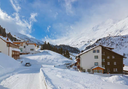 Mountain ski resort Obergurgl Austria - nature and sport backgroundの写真素材