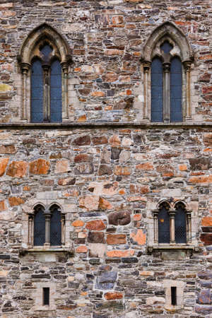 Windows in fortress wall - Bergen Norway - architecture background