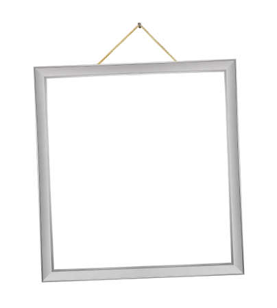 Retro frame on rope isolated on white backgroundの写真素材