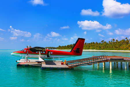 Seaplane at Maldives - nature travel backgroundのeditorial素材