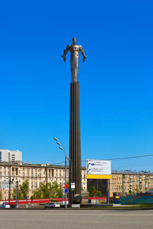 Yuri Gagarin monument on Gagarin Square - in Moscow Russiaの写真素材