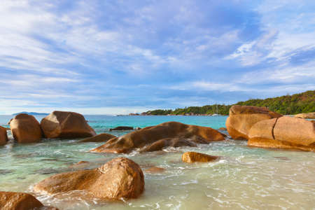 Beach Anse Lazio at island Praslin Seychelles - nature backgroundの写真素材