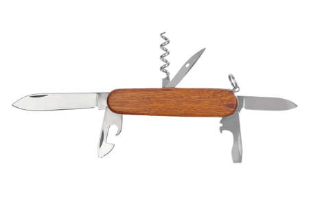 Knife multitool isolated on white backgroundの写真素材