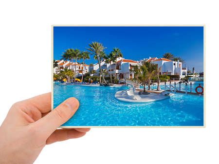 Tenerife Canary photography in hand (my photo) isolated on white backgroundのeditorial素材