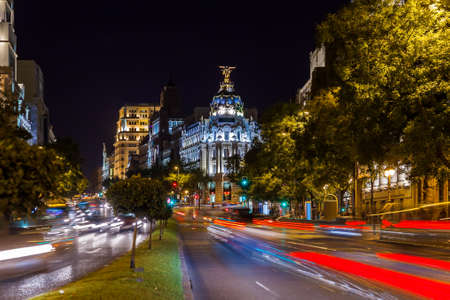 Streets of Madrid Spain at nightの写真素材