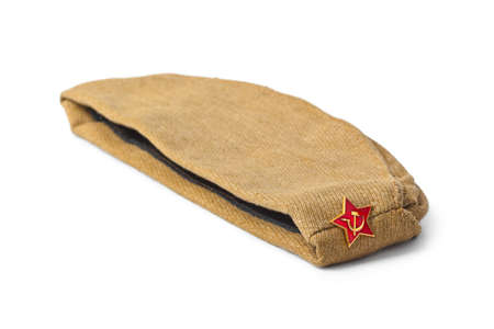Soviet Army soldiers forage-cap isolated on white backgroundの写真素材