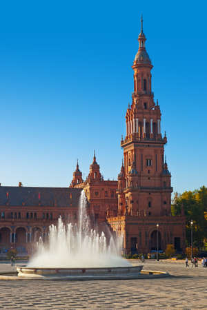 Palace at Spanish Square in Sevilla Spain - architecture backgroundの写真素材