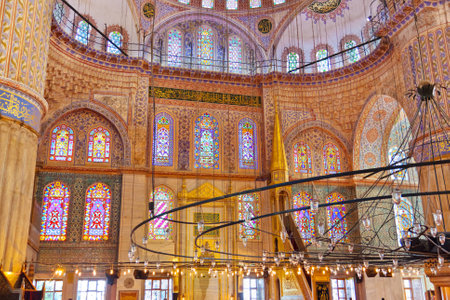 Blue mosque interior in Istanbul Turkey - architecture religion のeditorial素材