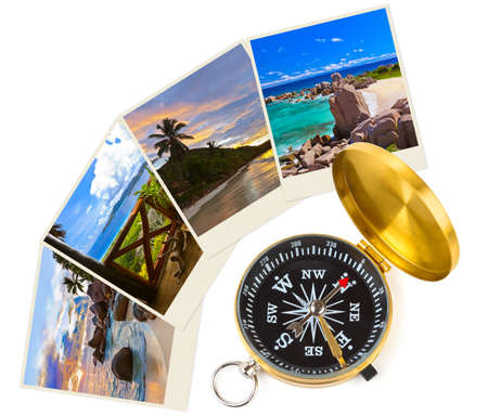 Summer beach shots and compass - nature and travel (my photos)の写真素材