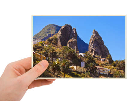 La Gomera Canary photography in hand my photo isolated on white backgroundの写真素材