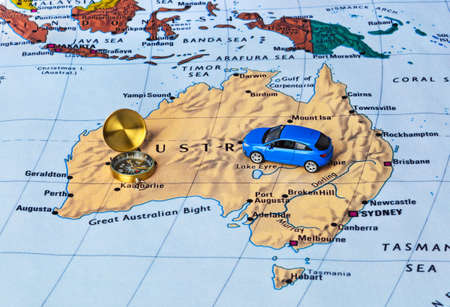 Australia map and compass - travel backgroundの写真素材