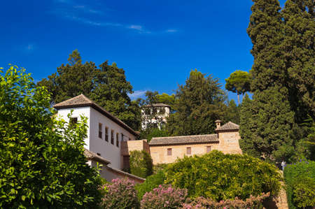 Alhambra palace at Granada Spain - architecture and nature backgroundのeditorial素材