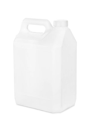 Plastic jerrycan isolated on white backgroundの写真素材