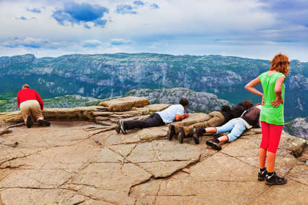 Cliff Preikestolen in fjord Lysefjord - Norway - nature and travel backgroundのeditorial素材