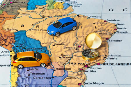 Brazil map and compass - travel backgroundの写真素材