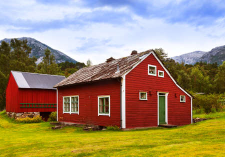 Houses in Kinsarvik Norway - architecture and travel backgroundのeditorial素材