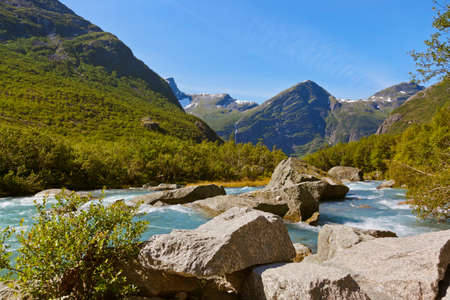 Waterfall near Briksdal glacier
