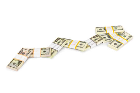 Diagram made of money isolated on white backgroundの写真素材