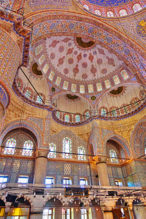 Blue mosque interior in Istanbul Turkey - architecture religion backgroundのeditorial素材