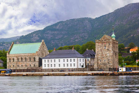 Old fortress in Bergen Norway - architecture backgroundのeditorial素材