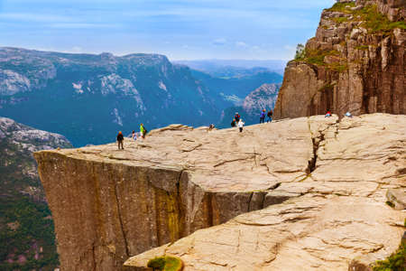 Preachers Pulpit Rock in fjord Lysefjord - Norway - nature and travel backgroundの写真素材