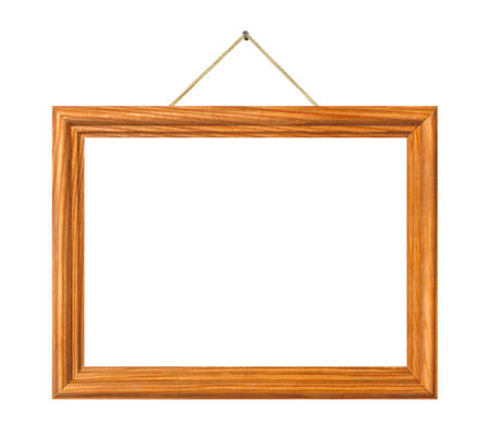 Retro frame on rope isolated on white backgroundの写真素材