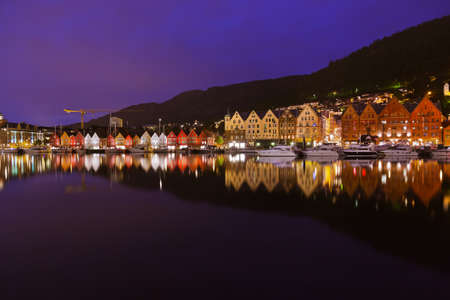 Famous Bryggen street in Bergen Norway - architecture backgroundの写真素材