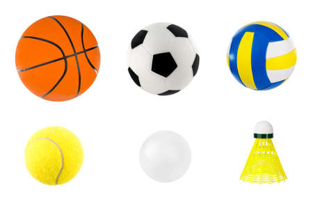 Set of sport balls isolated on a white backgroundの写真素材