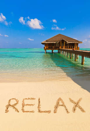 Word Relax on beach - nature holiday backgroundのeditorial素材