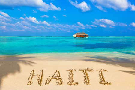 Word Haiti on beach - concept holiday backgroundのeditorial素材