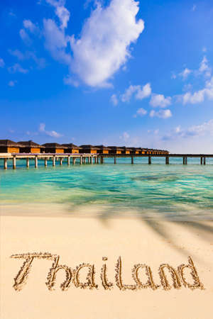 Word Thailand on beach - nature holiday backgroundのeditorial素材
