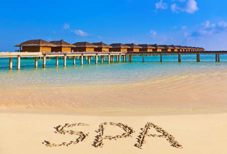 Word Spa on beach - concept holiday backgroundのeditorial素材