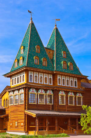 Wooden palace of Tsar Alexey Mikhailovich in park Kolomenskoe - Moscow Russiaのeditorial素材