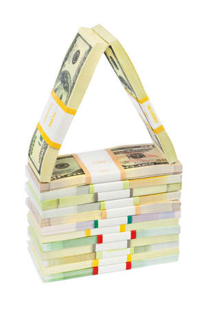 Money house isolated on white backgroundの写真素材