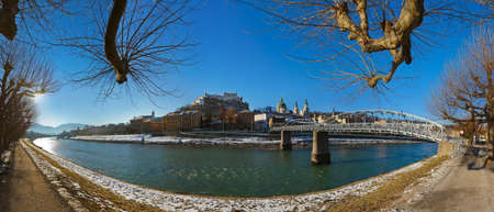 City and castle Hohensalzburg in morning - Salzburg Austriaのeditorial素材