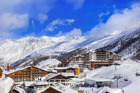 Mountain ski resort Obergurgl Austria - nature and sport backgroundの写真素材