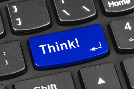 Computer notebook keyboard with Think key - technology backgroundの写真素材