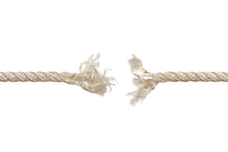 Breaking rope isolated on white backgroundの写真素材
