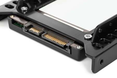 Computer SSD drive isolated on white background