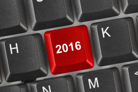 Computer keyboard with 2016 key - holiday conceptの写真素材