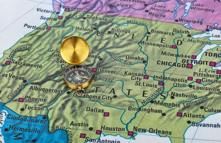 USA map and compassの写真素材