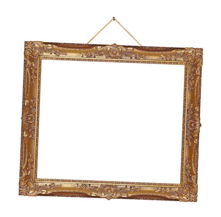 Retro frame on rope isolated on white backgroundの写真素材