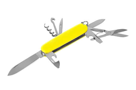 Knife multitool isolated on white backgroundの写真素材