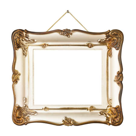 Retro frame on string isolated on white backgroundの写真素材