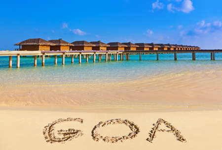 Word Goa on beach - nature holiday backgroundの写真素材