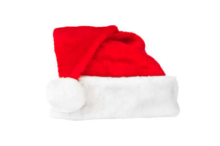 Santa Claus red christmas hat isolated on white backgroundの写真素材