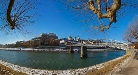 City and castle Hohensalzburg in morning - Salzburg Austriaのeditorial素材