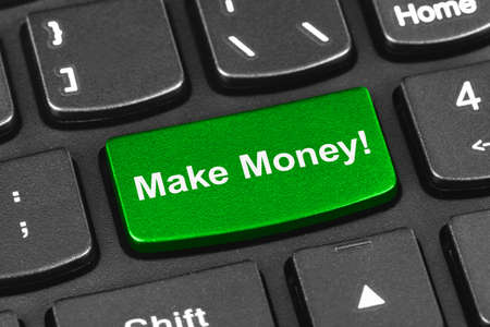 Computer notebook keyboard with Business key - technology backgroundの写真素材