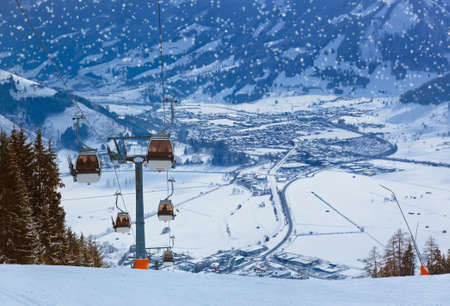 Mountains ski resort Zell am See Austria - nature and sport backgroundのeditorial素材